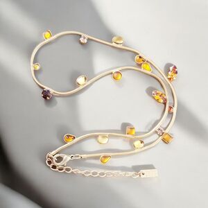 Vintage Statement Gubo Necklace Rhinestone Hand Blown Glass Multicolor Gold-Tone